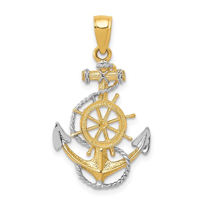 10k Yellow Gold WRhodium Anchor WRope Pendant 280$